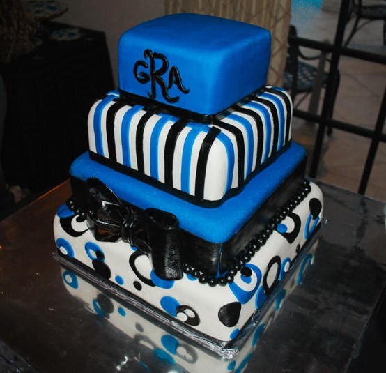 Contemporary Blue Black Wedding Cake January 3 2011